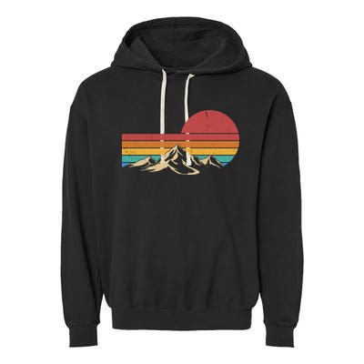 Retro Vintage Mountain Range Sunset Colors Garment-Dyed Fleece Hoodie