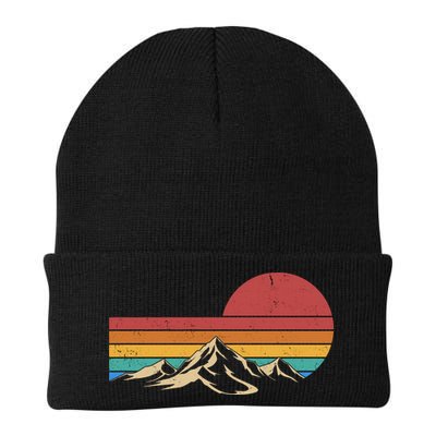 Retro Vintage Mountain Range Sunset Colors Beanie