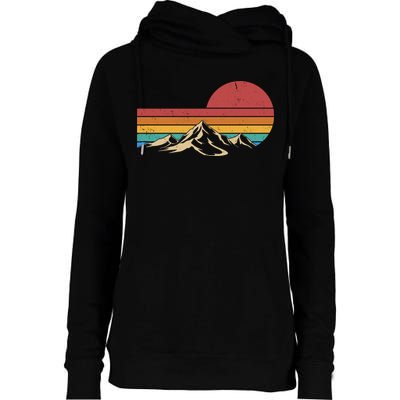 Retro Vintage Mountain Range Sunset Colors Womens Funnel Neck Pullover Hood