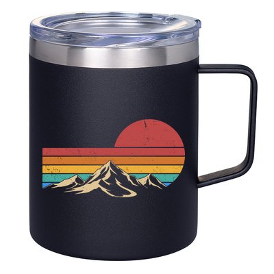 Retro Vintage Mountain Range Sunset Colors 12oz Stainless Steel Coffee Mug