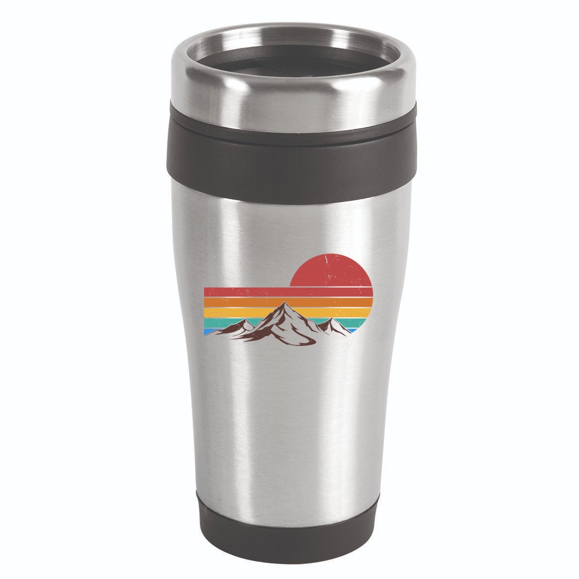 Retro Vintage Mountain Range Sunset Colors 16oz Travel Tumbler
