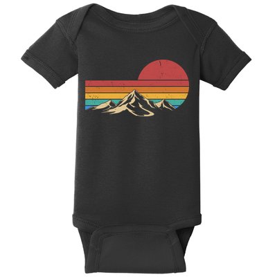Retro Vintage Mountain Range Sunset Colors Baby Bodysuit
