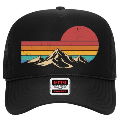 Retro Vintage Mountain Range Sunset Colors Trucker Hat