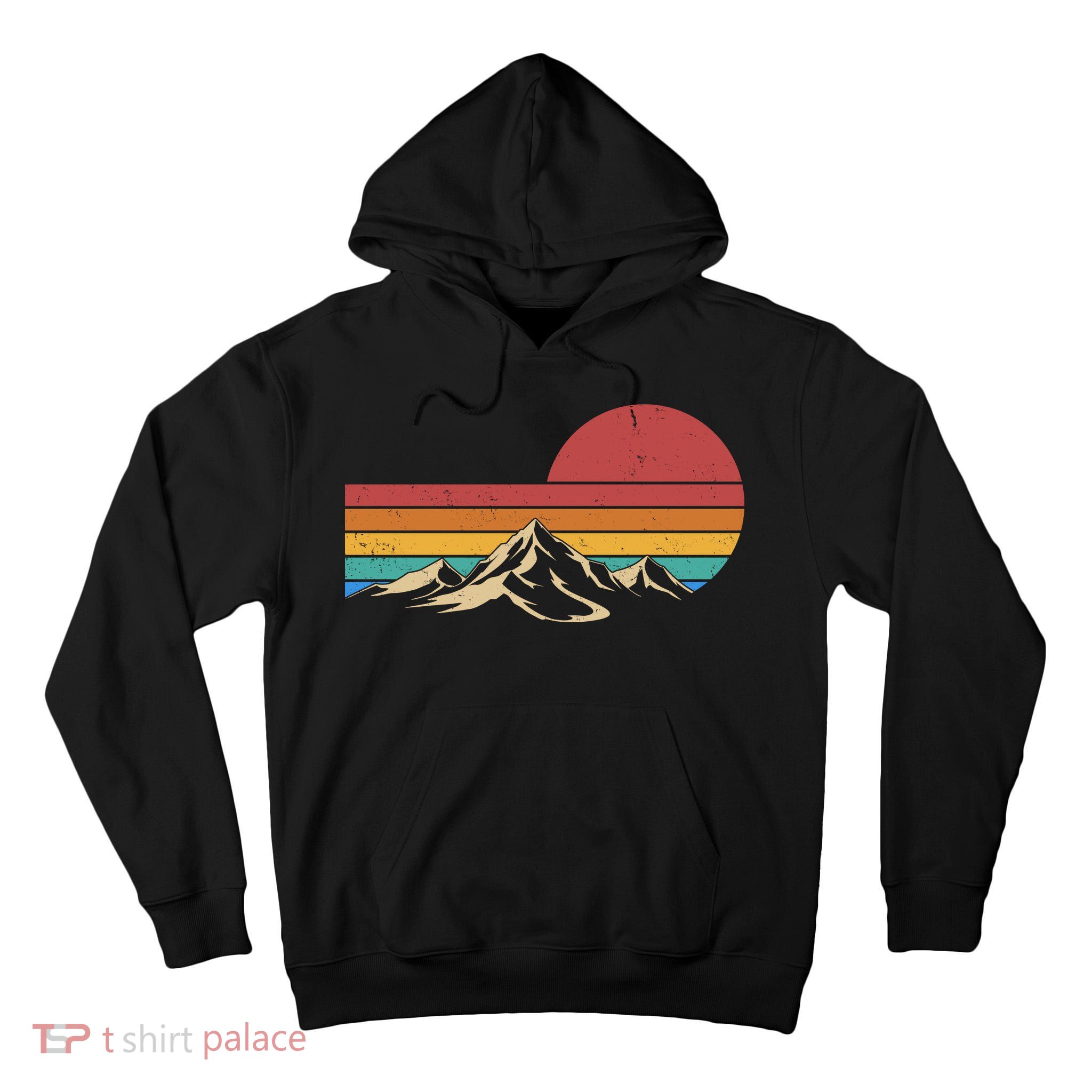 Retro Vintage Mountain Range Sunset Colors Tall Hoodie