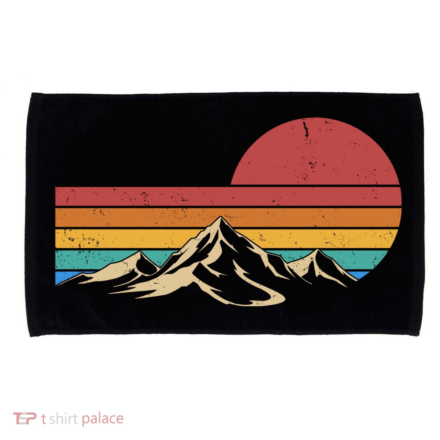 Retro Vintage Mountain Range Sunset Colors Microfiber Hand Towel
