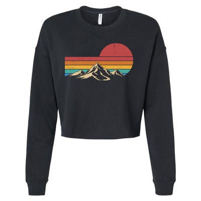 Retro Vintage Mountain Range Sunset Colors Cropped Pullover Crew