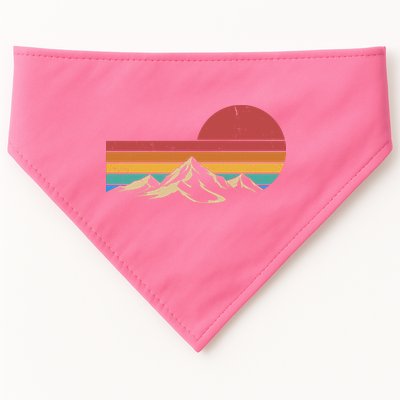 Retro Vintage Mountain Range Sunset Colors USA-Made Doggie Bandana