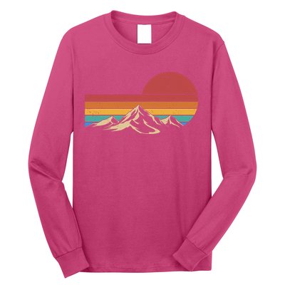 Retro Vintage Mountain Range Sunset Colors Long Sleeve Shirt