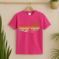 Retro Vintage Mountain Range Sunset Colors T-Shirt