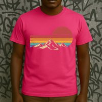 Retro Vintage Mountain Range Sunset Colors T-Shirt
