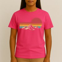 Retro Vintage Mountain Range Sunset Colors T-Shirt