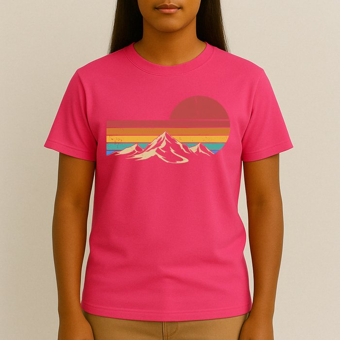 Retro Vintage Mountain Range Sunset Colors T-Shirt