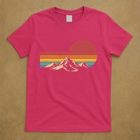 Retro Vintage Mountain Range Sunset Colors T-Shirt