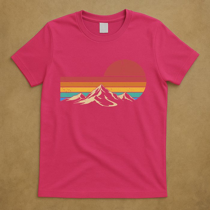 Retro Vintage Mountain Range Sunset Colors T-Shirt