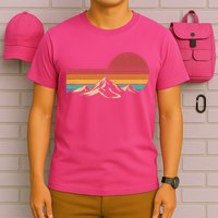 Retro Vintage Mountain Range Sunset Colors T-Shirt