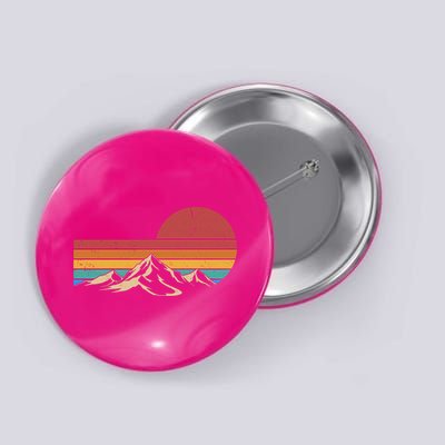 Retro Vintage Mountain Range Sunset Colors Button
