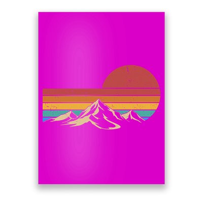 Retro Vintage Mountain Range Sunset Colors Poster