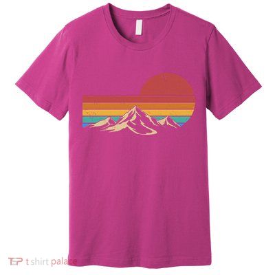 Retro Vintage Mountain Range Sunset Colors Premium T-Shirt