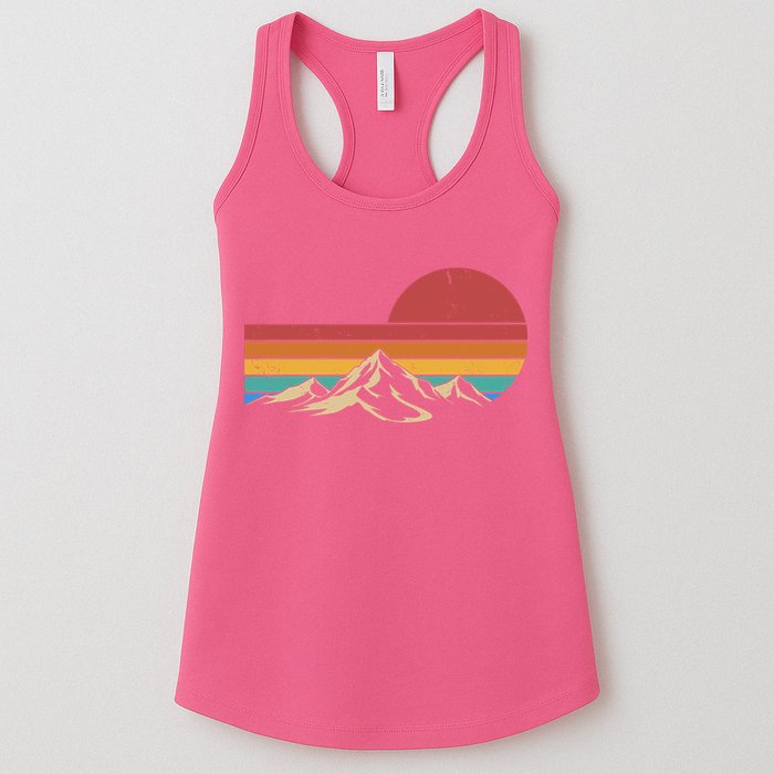 Retro Vintage Mountain Range Sunset Colors Womens Tank Top