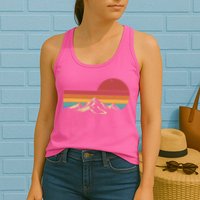 Retro Vintage Mountain Range Sunset Colors Womens Tank Top