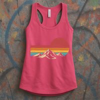 Retro Vintage Mountain Range Sunset Colors Womens Tank Top