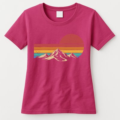 Retro Vintage Mountain Range Sunset Colors Womens T-Shirt