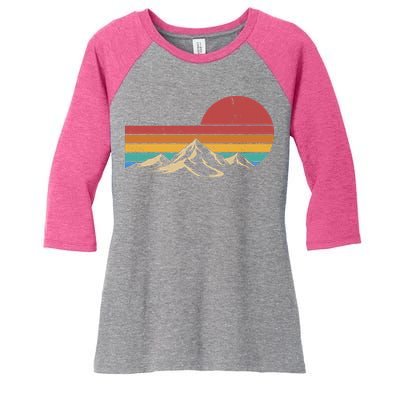 Retro Vintage Mountain Range Sunset Colors Women's Tri-Blend 3/4-Sleeve Raglan Shirt