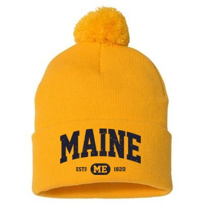 Retro Vintage Maine Pom Pom 12in Knit Beanie