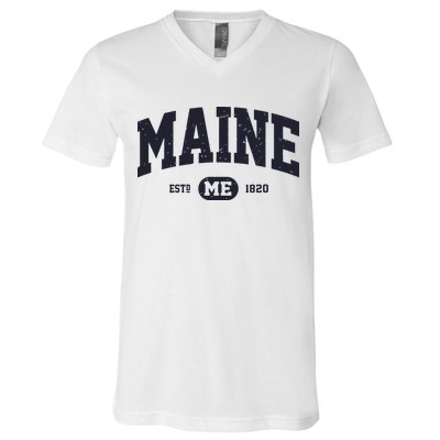 Retro Vintage Maine V-Neck T-Shirt