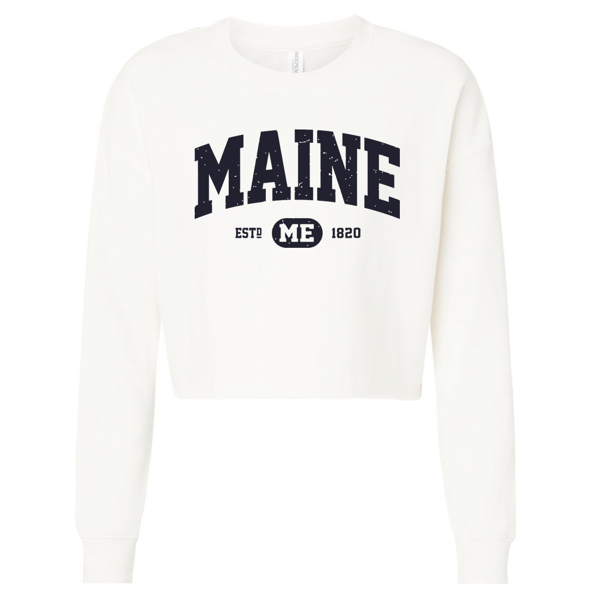 Retro Vintage Maine Cropped Pullover Crew