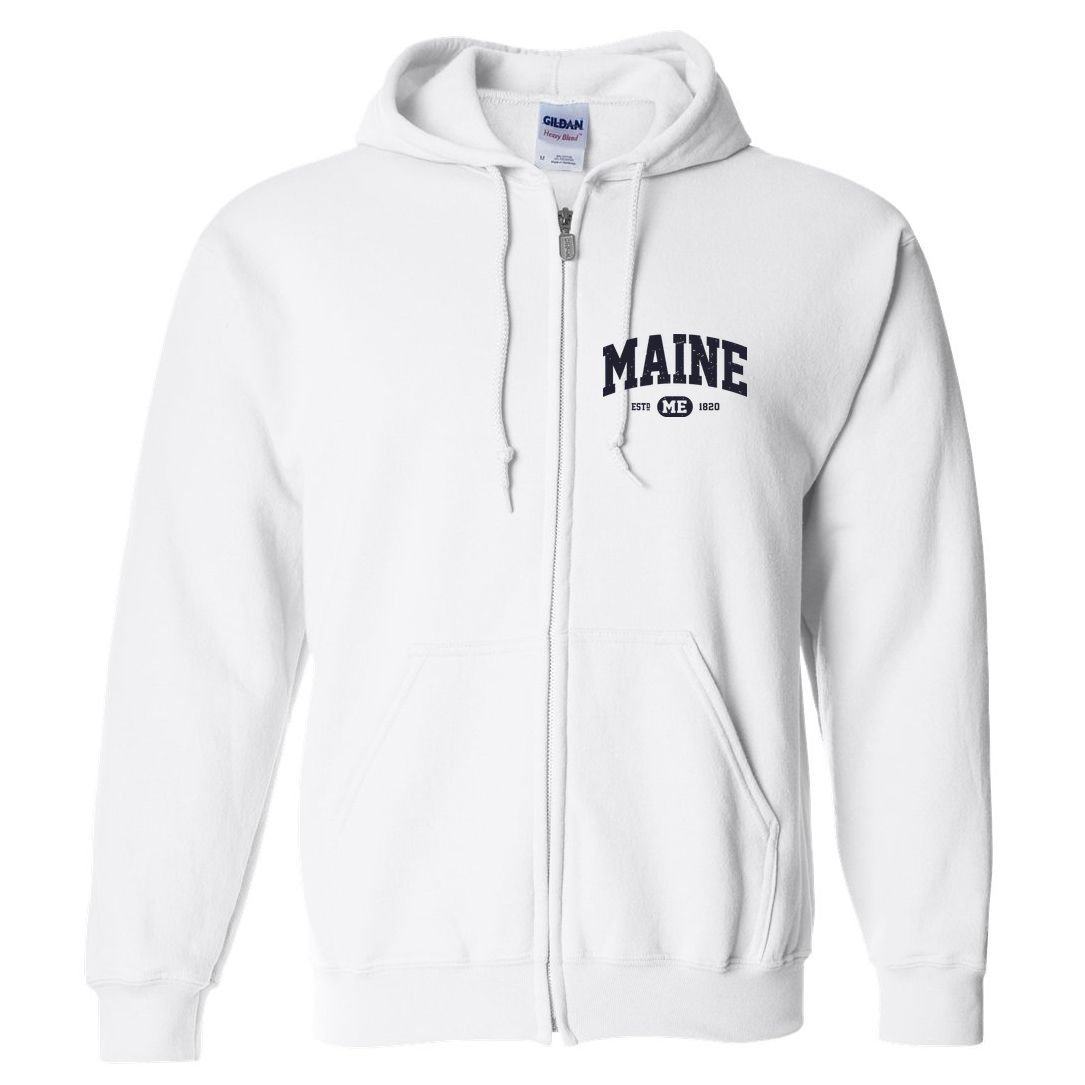 Retro Vintage Maine Full Zip Hoodie