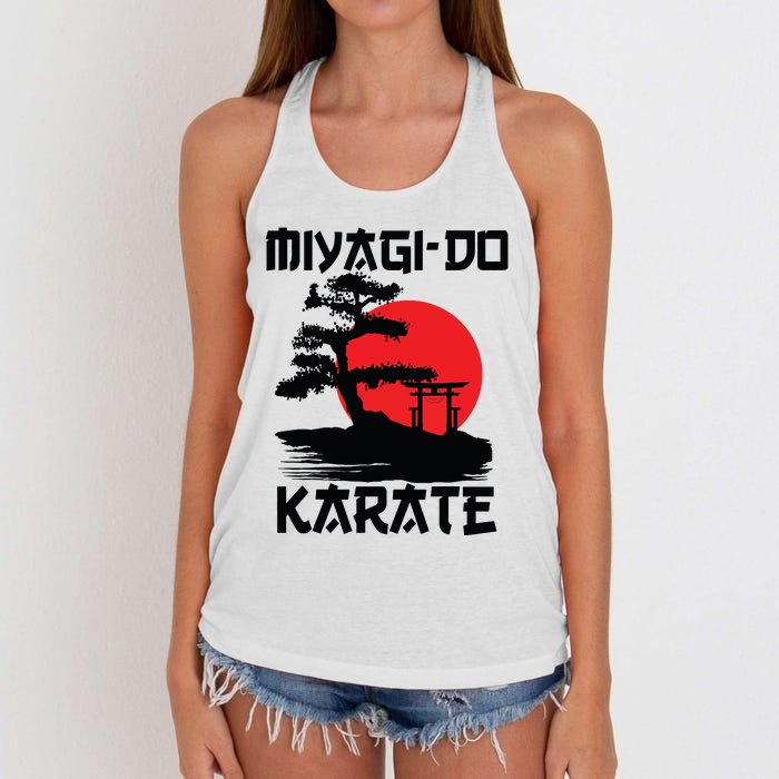 Retro Vintage Miyagi Do Karate Life Bonsai Martial Arts Women's Knotted Racerback Tank