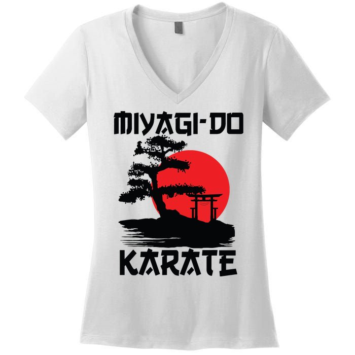 Retro Vintage Miyagi Do Karate Life Bonsai Martial Arts Women's V-Neck T-Shirt