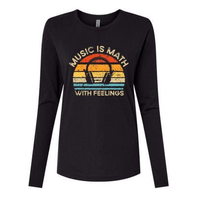 Retro Vintage Music Is Math With Feelings Womens Cotton Relaxed Long Sleeve T-Shirt