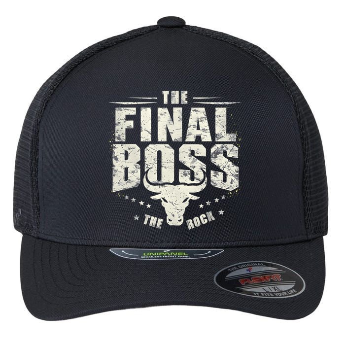 Rock Vintage Music Boss Final White Design Fun Music Lover Flexfit Unipanel Trucker Cap