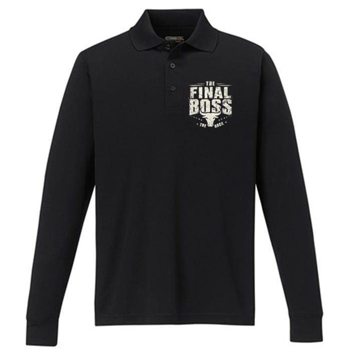 Rock Vintage Music Boss Final White Design Fun Music Lover Performance Long Sleeve Polo