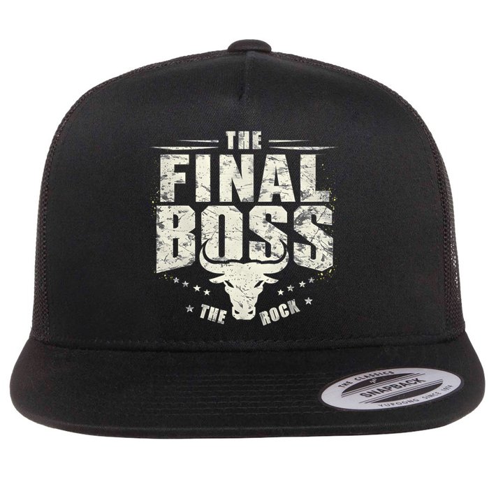 Rock Vintage Music Boss Final White Design Fun Music Lover Flat Bill Trucker Hat