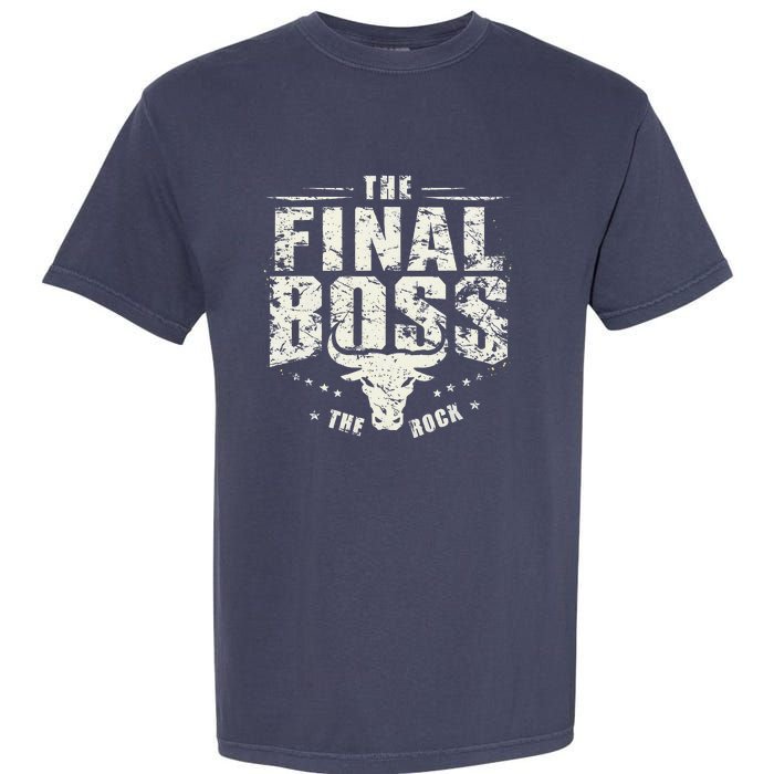 Rock Vintage Music Boss Final White Design Fun Music Lover Garment-Dyed Heavyweight T-Shirt