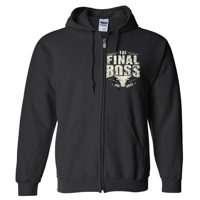 Rock Vintage Music Boss Final White Design Fun Music Lover Full Zip Hoodie