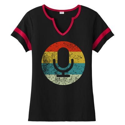 Retro Vintage Microphone Computer Icons Podcast Ladies Halftime Notch Neck Tee