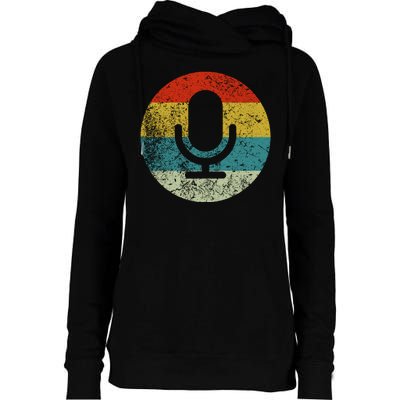 Retro Vintage Microphone Computer Icons Podcast Womens Funnel Neck Pullover Hood