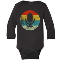 Retro Vintage Microphone Computer Icons Podcast Baby Long Sleeve Bodysuit