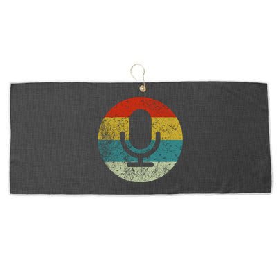 Retro Vintage Microphone Computer Icons Podcast Large Microfiber Waffle Golf Towel