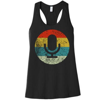 Retro Vintage Microphone Computer Icons Podcast Women's Racerback Tank