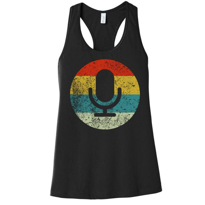 Retro Vintage Microphone Computer Icons Podcast Women's Racerback Tank