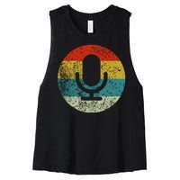 Retro Vintage Microphone Computer Icons Podcast Women's Racerback Cropped Tank