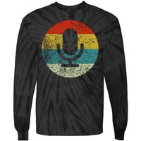 Retro Vintage Microphone Computer Icons Podcast Tie-Dye Long Sleeve Shirt