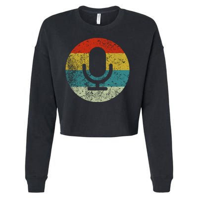 Retro Vintage Microphone Computer Icons Podcast Cropped Pullover Crew