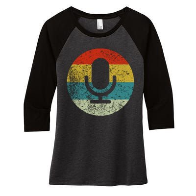 Retro Vintage Microphone Computer Icons Podcast Women's Tri-Blend 3/4-Sleeve Raglan Shirt