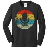 Retro Vintage Microphone Computer Icons Podcast Kids Long Sleeve Shirt